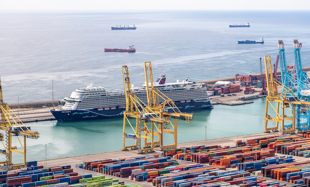 a large ship in a large body of water