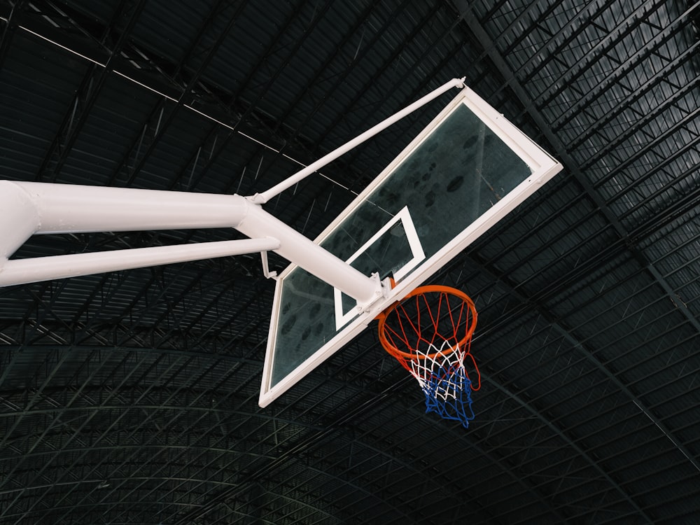 a basketball hoop with a basketball inside of it