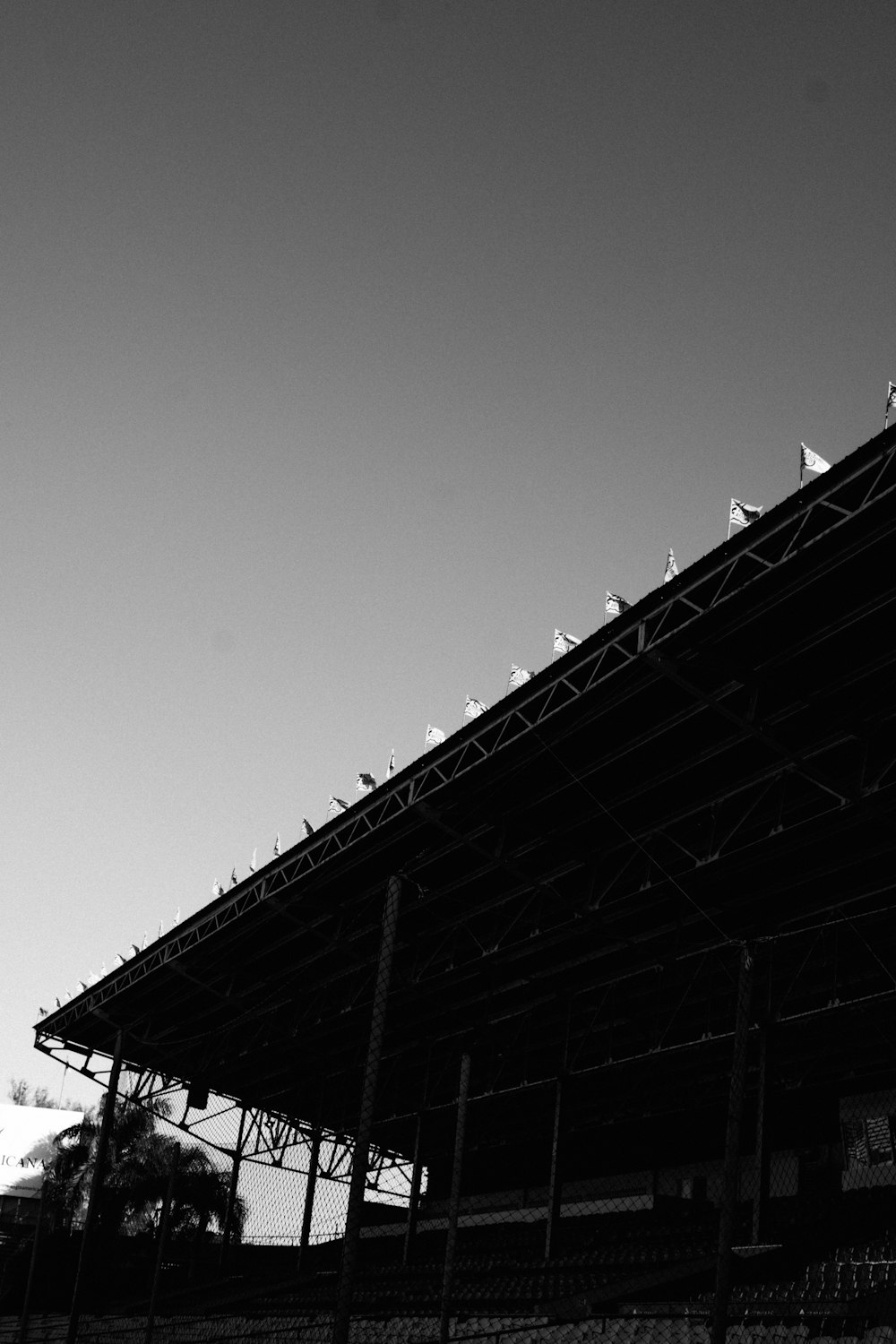 a black and white photo of a stadium