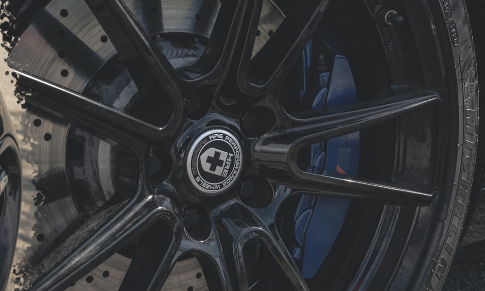 a close up of a tire on a car