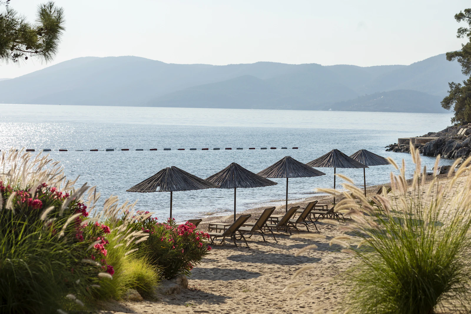 Loungers on an Aegean beach