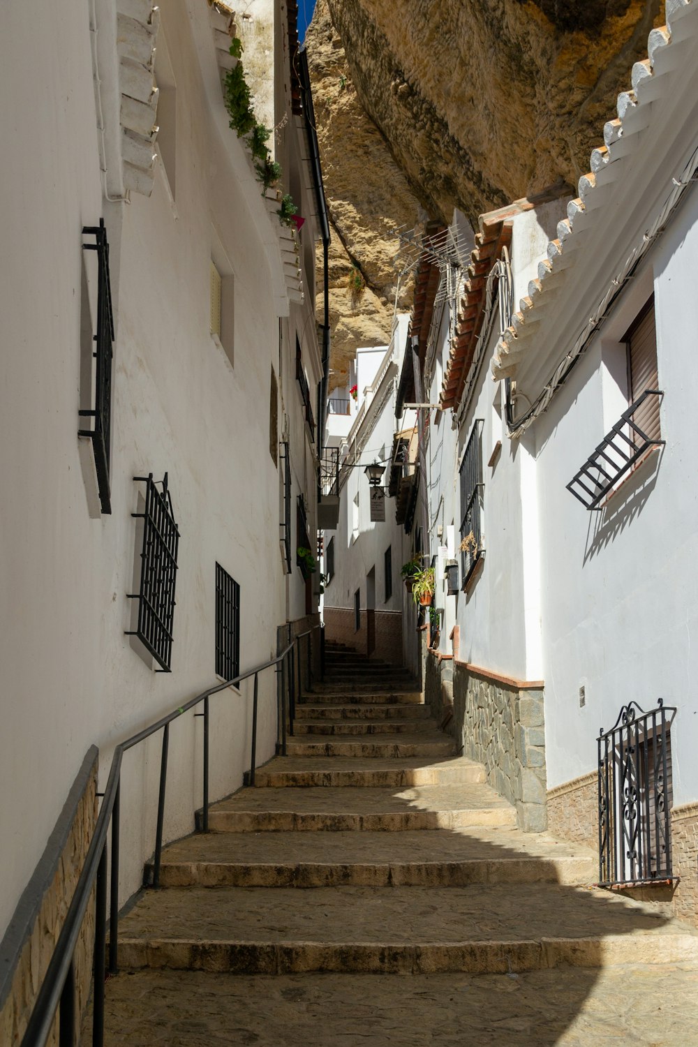 a set of stairs leading up to a cliff