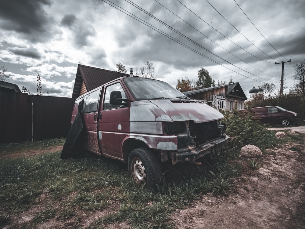 a van that is sitting in the grass