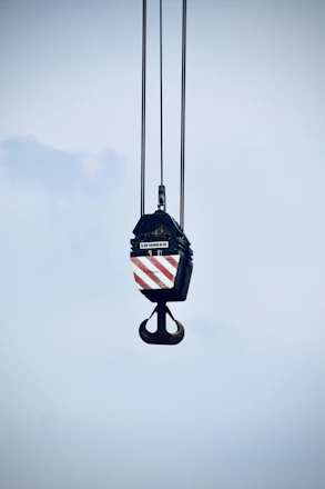 Crane hook shown as illustrative cargo-handling photography