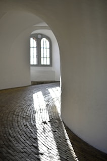 A peaceful corner of the mikveh area, softly lit and serene.