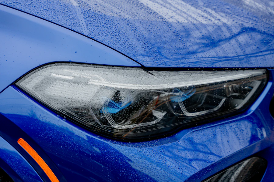 Close up of a vehicle headlight