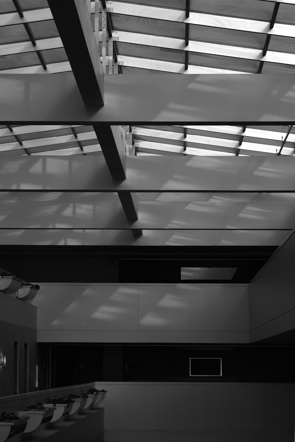 a black and white photo of an empty room