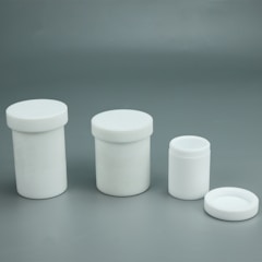 Microwave-safe containers arranged for display.