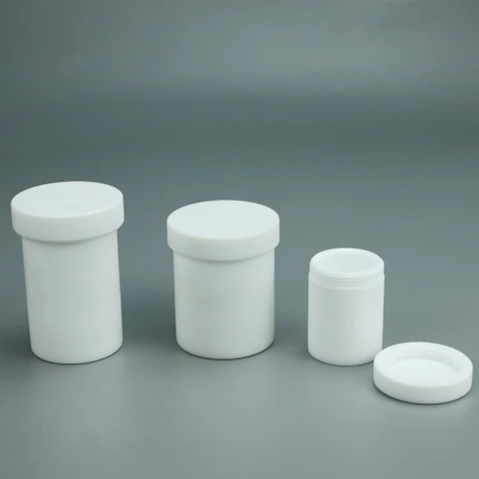 Various sizes of plastic containers showcased with clear labeling.
