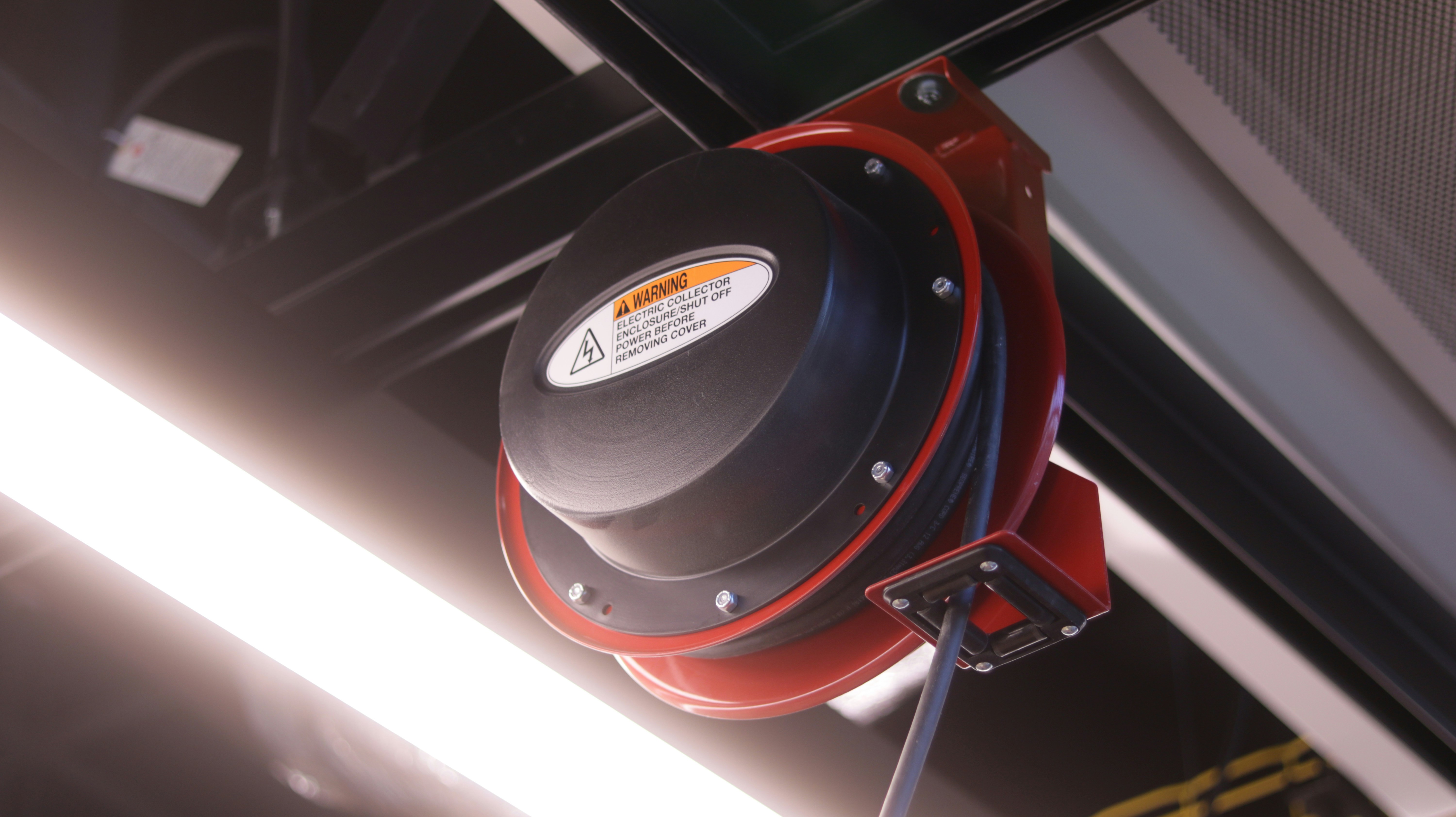 a close up of a red and black object