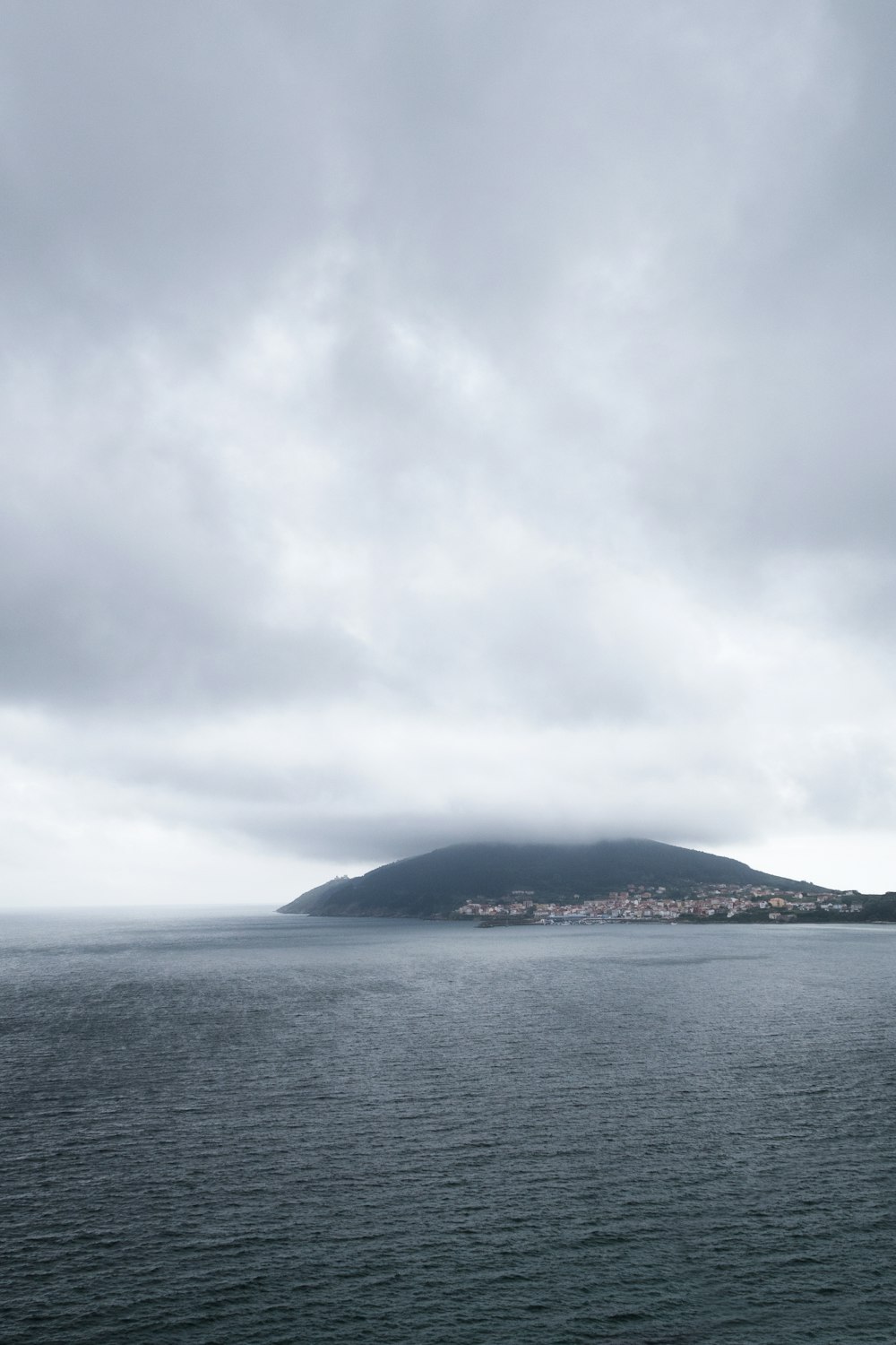 a large body of water under a cloudy sky