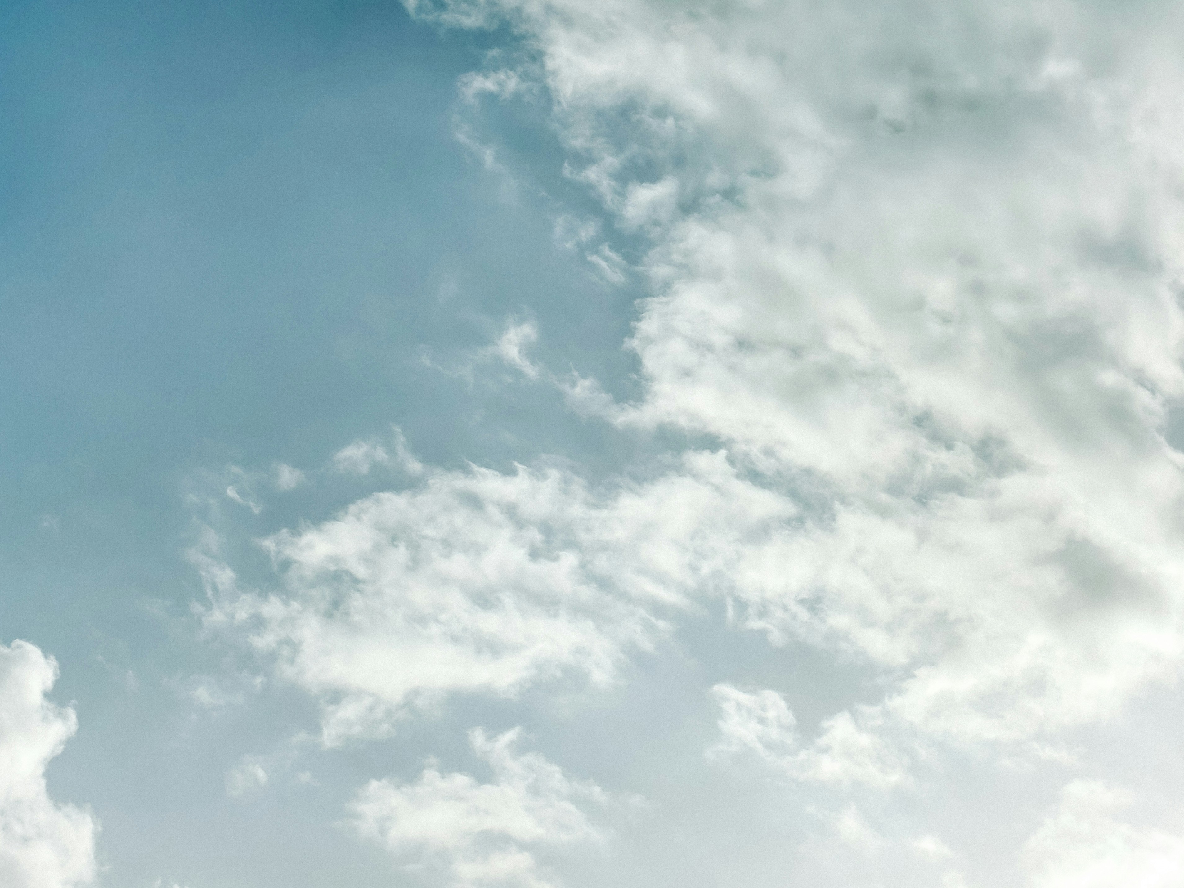 a plane is flying high in the sky