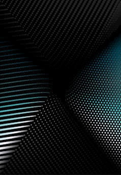 A dynamic pattern of dots arranged in a gradient, creating an illusion of depth and movement. The transition from black to teal on a diagonal plane provides a modern, abstract feel.