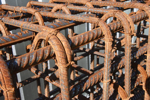 Detailed shot of GFRP rebars’ cross-section revealing composite layers and strength.