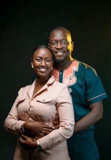 a man and woman posing for a picture