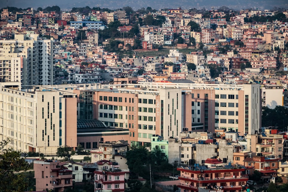 a view of a city with lots of tall buildings