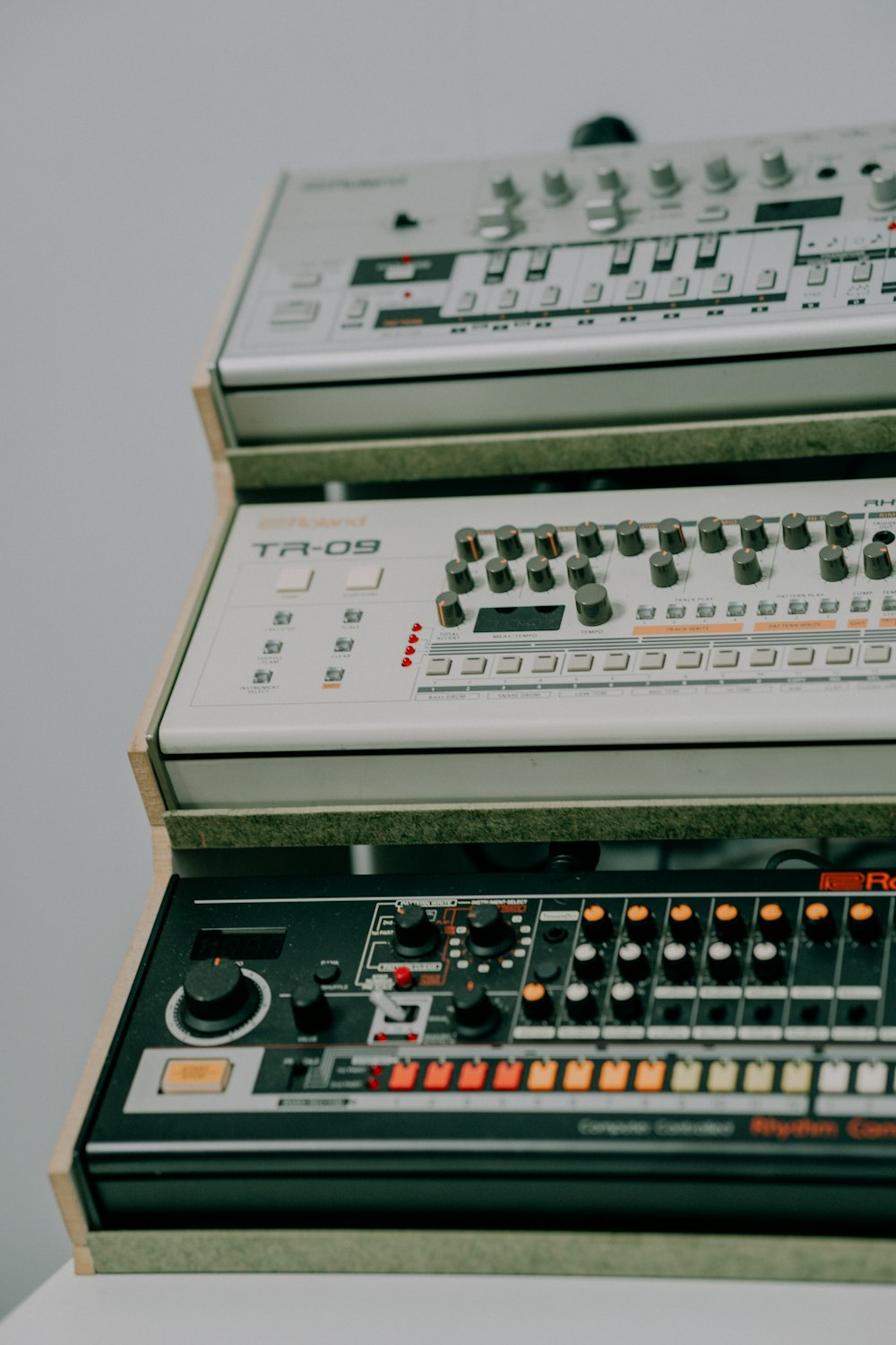 a stack of electronic equipment sitting on top of each other