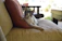 A cozy living room with a content cat lounging on a sunlit windowsill.