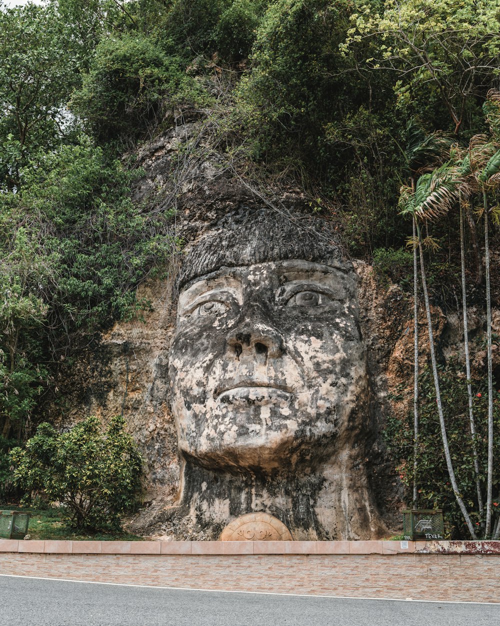 a large face carved into the side of a mountain