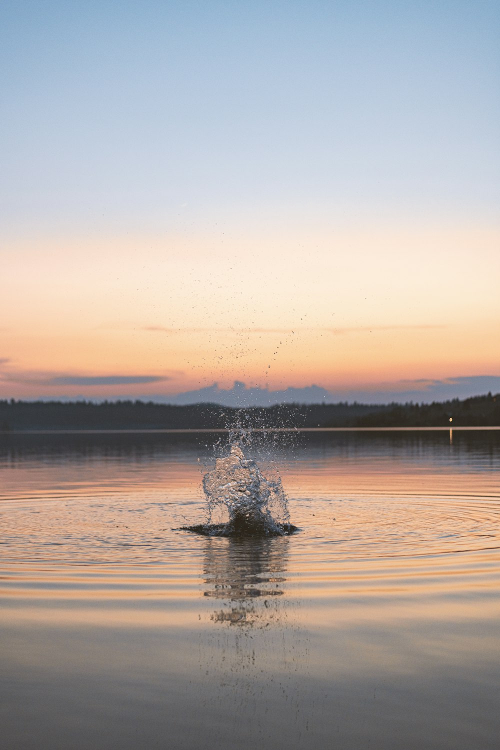 a splash of water on the surface of a lake