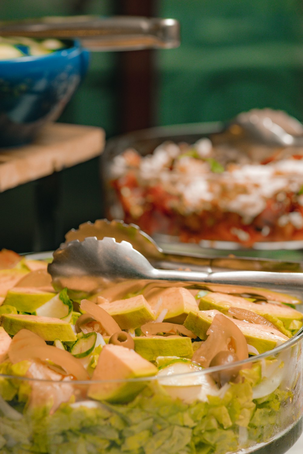 a close up of a bowl of food on a table