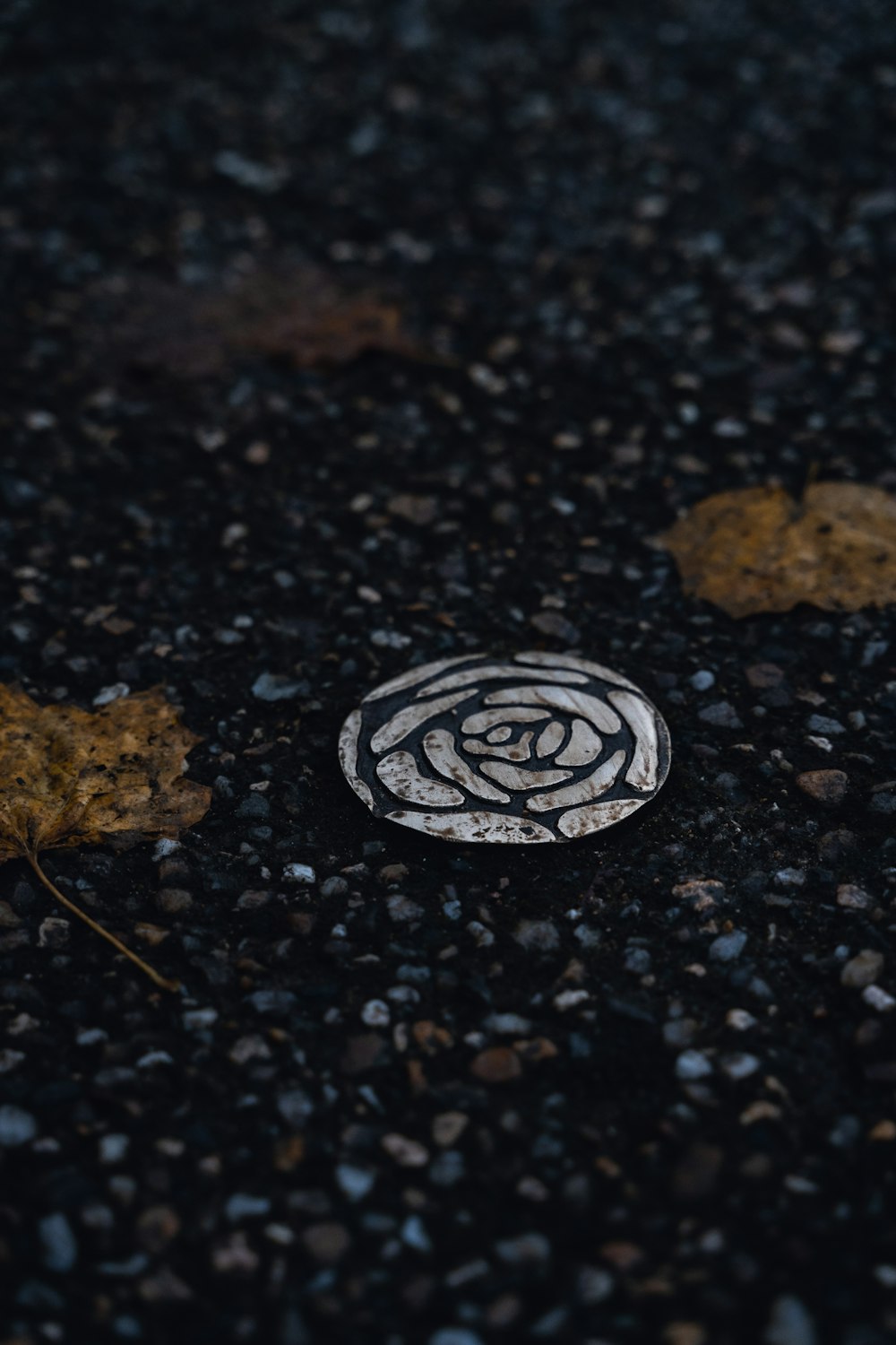 a white and black object laying on the ground