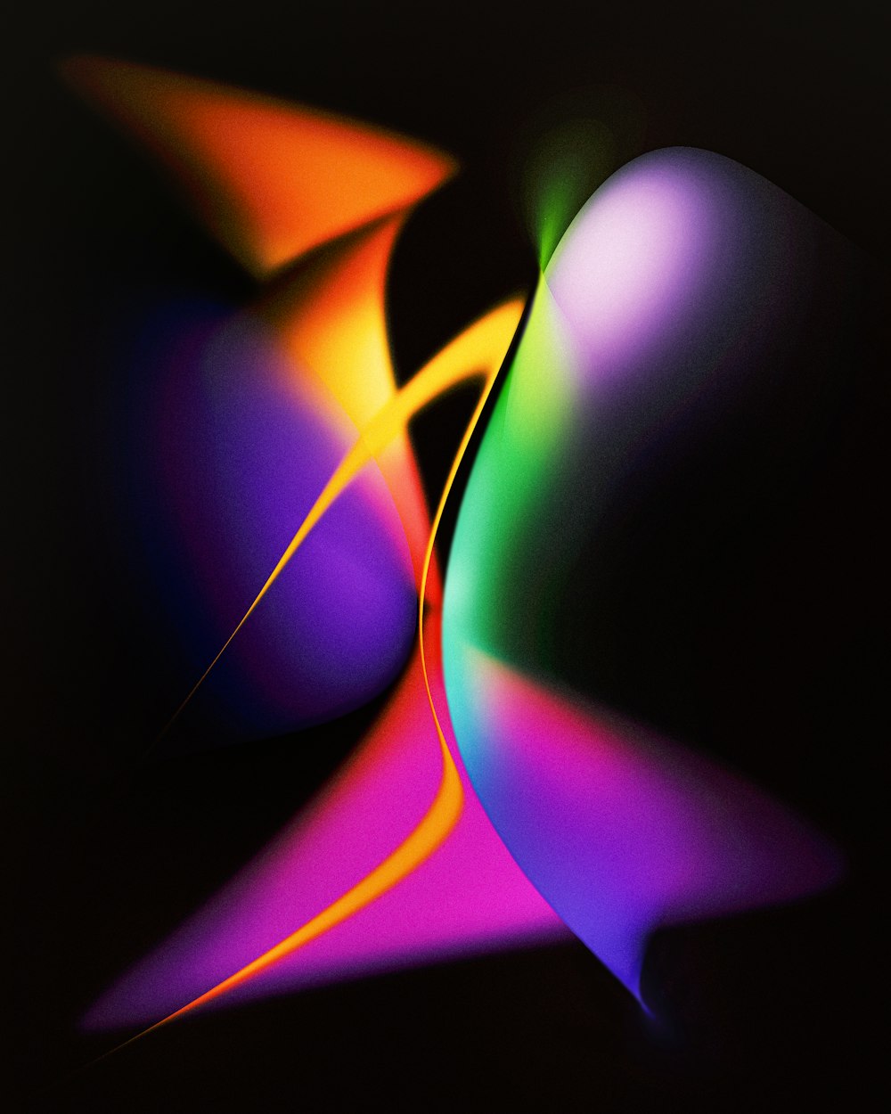 a close up of a colorful object on a black background