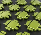 a group of green androids sitting next to each other