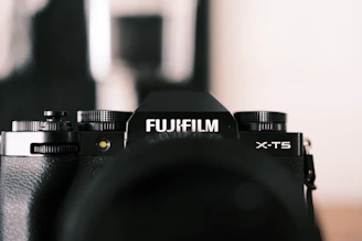 a close up of a camera on a table