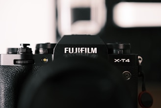 a close up of a camera with a blurry background