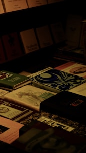 a bunch of books that are on a table