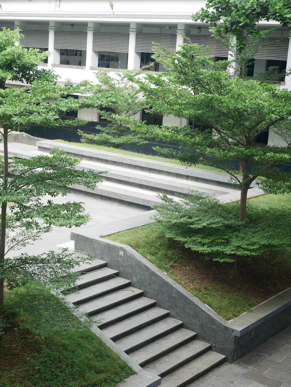 a set of stairs leading up to a building