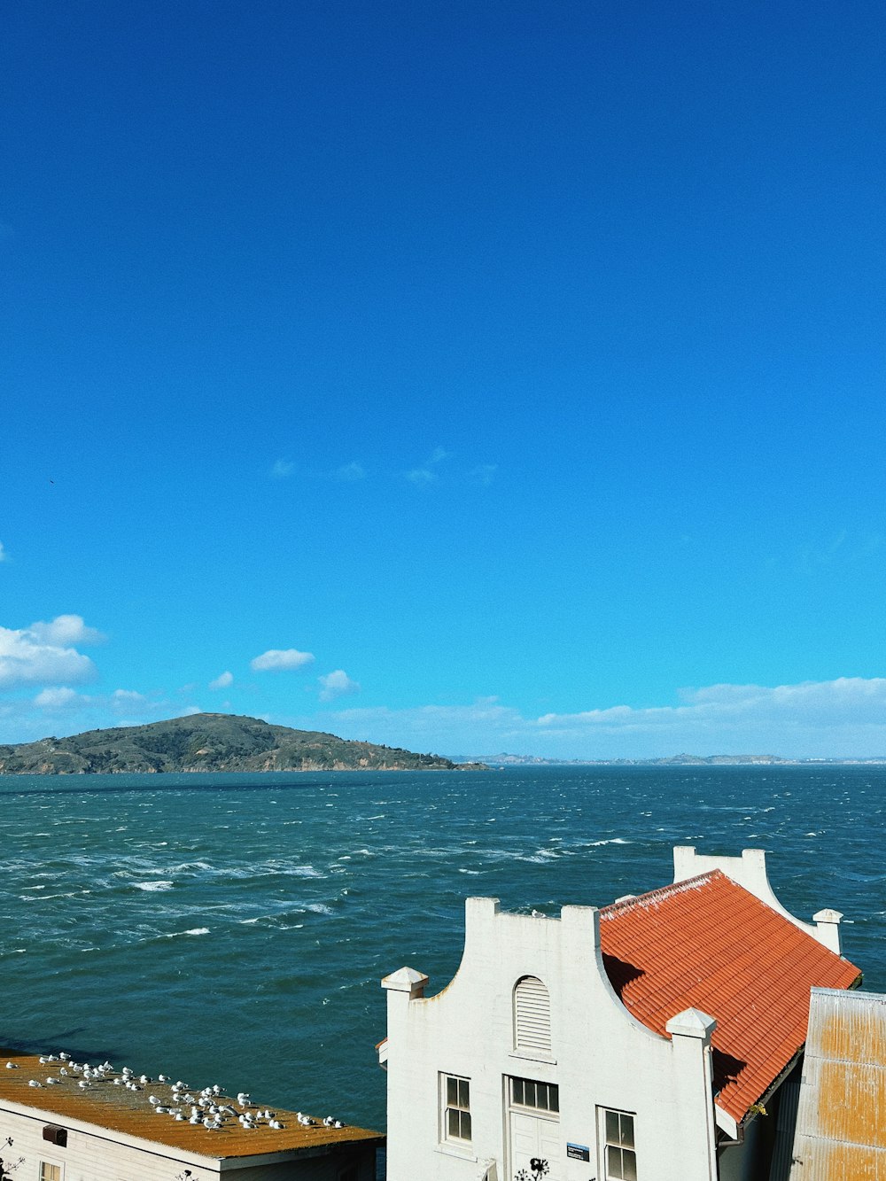 a view of a body of water from a building