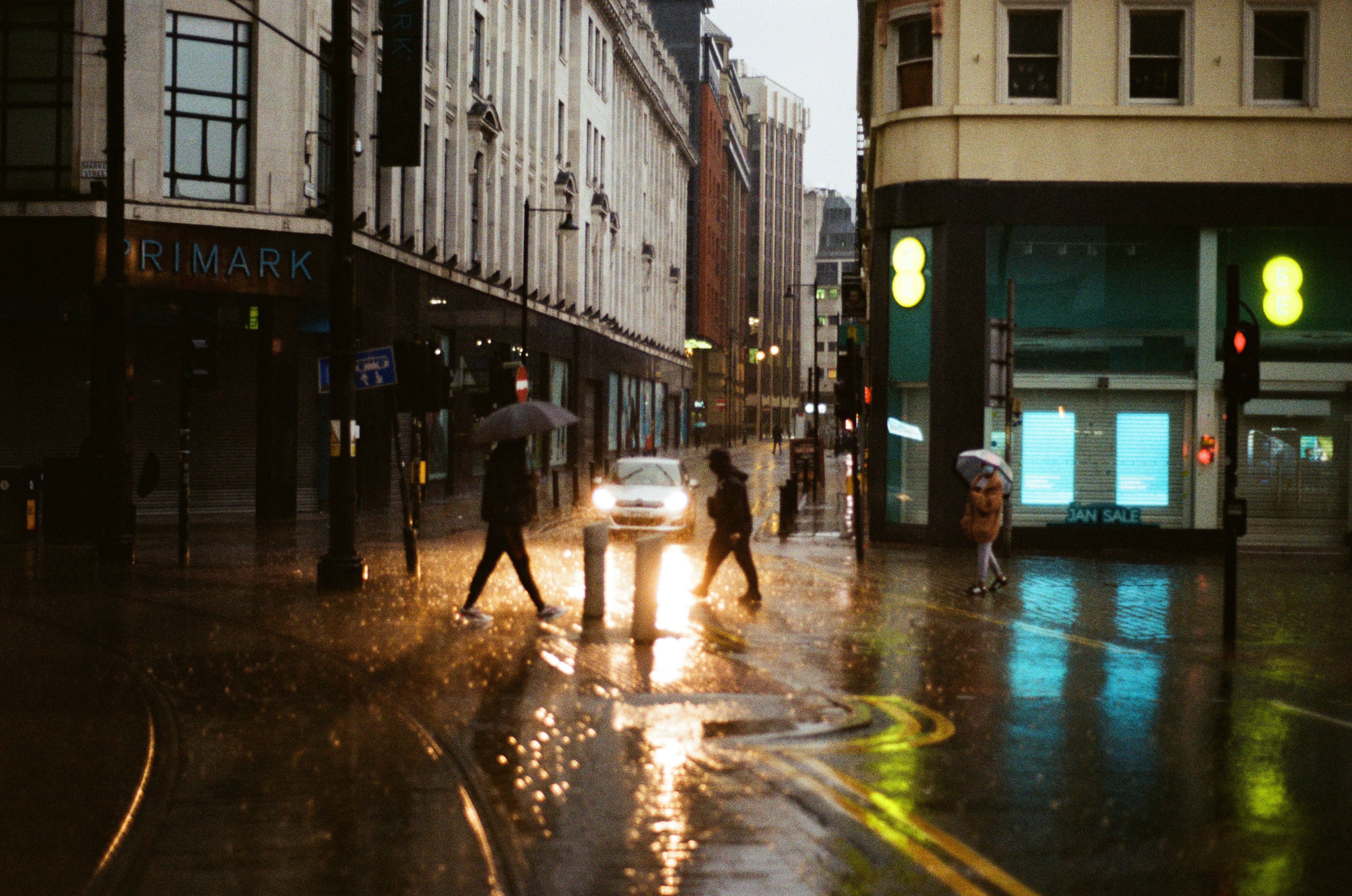 Landscape photo of a Manchester street scene. Taken while the country was in lockdown in January 2021.