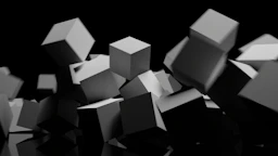 a black and white photo of a bunch of cubes