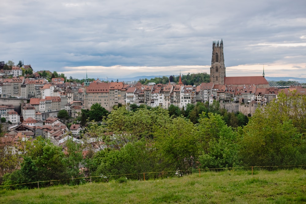 a view of a city from a hill