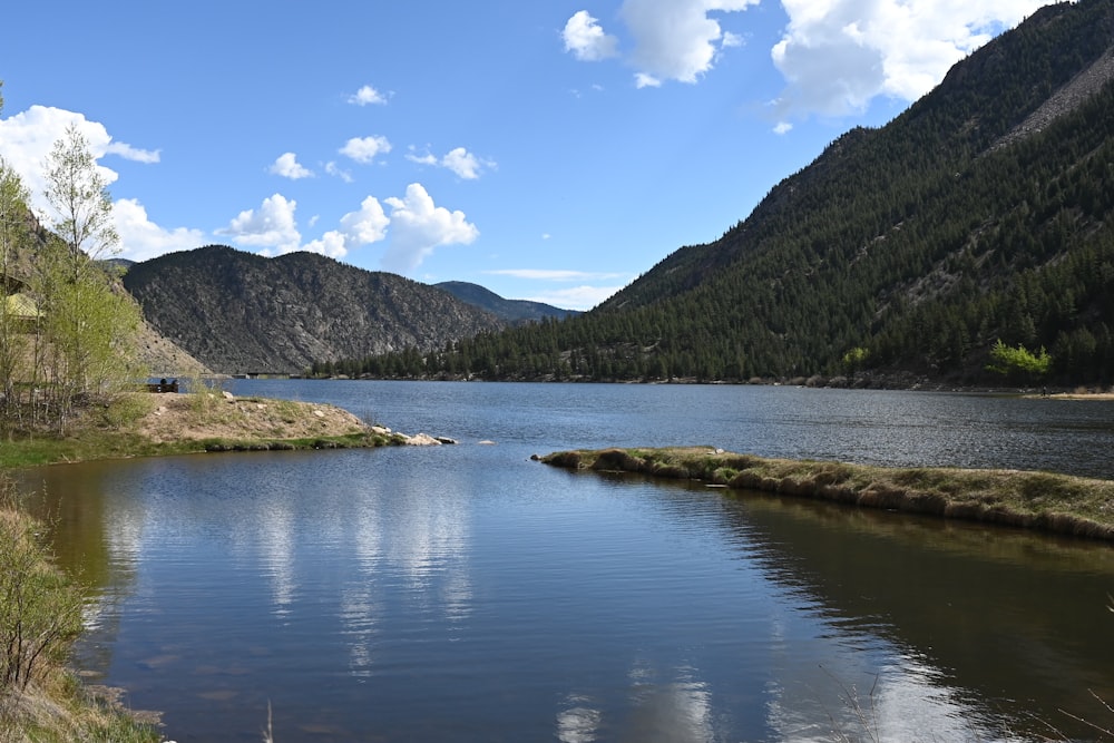 a large body of water surrounded by mountains