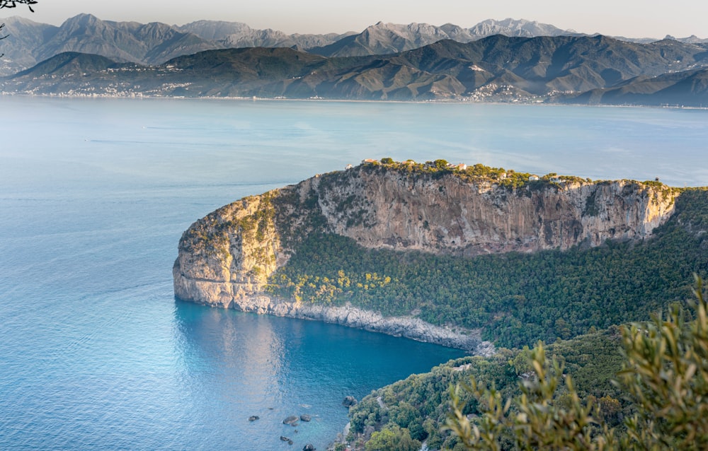 a large body of water surrounded by mountains