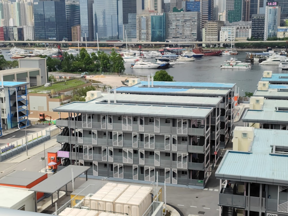 a group of buildings sitting next to each other