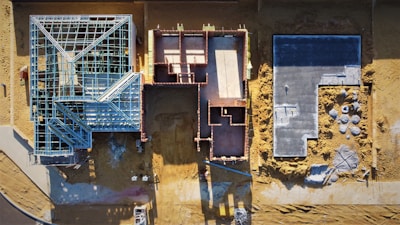 an aerial view of a building under construction
