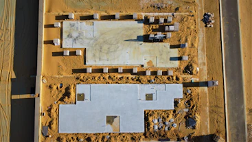 an aerial view of a building under construction