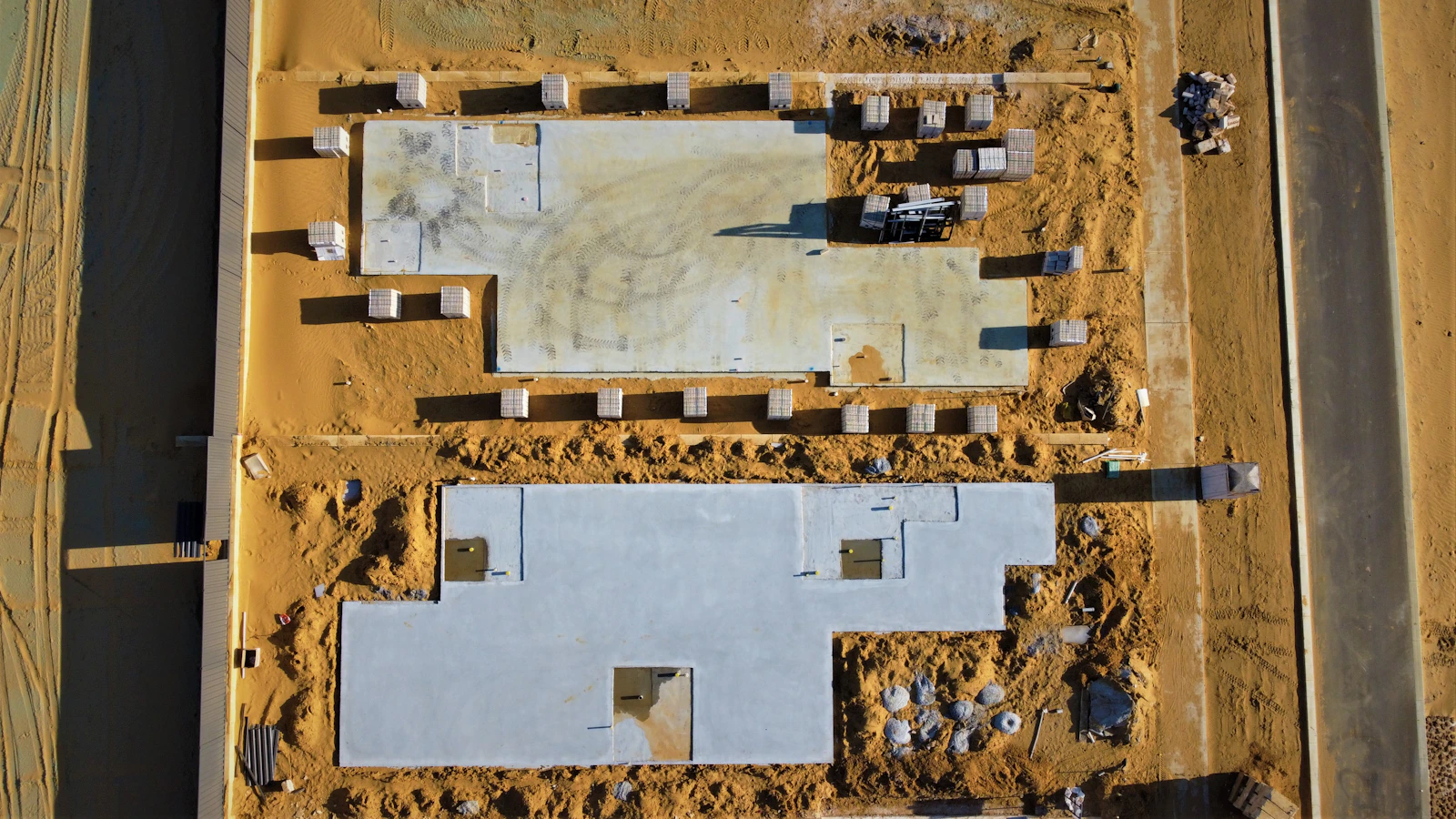 Aerial view of a new home construction site in Perth