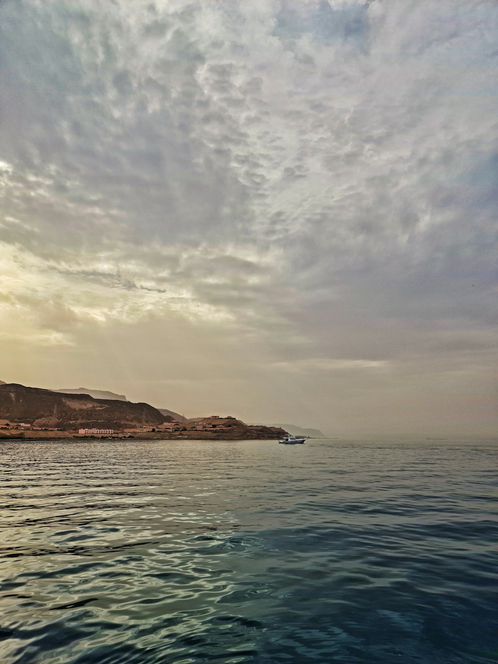 a large body of water sitting under a cloudy sky