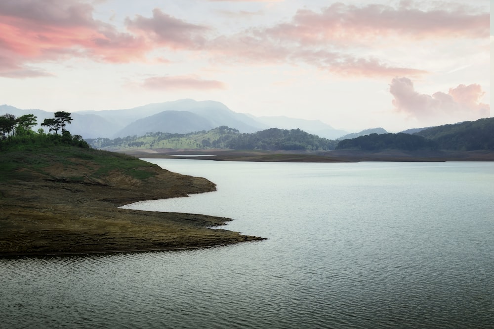 a large body of water surrounded by mountains