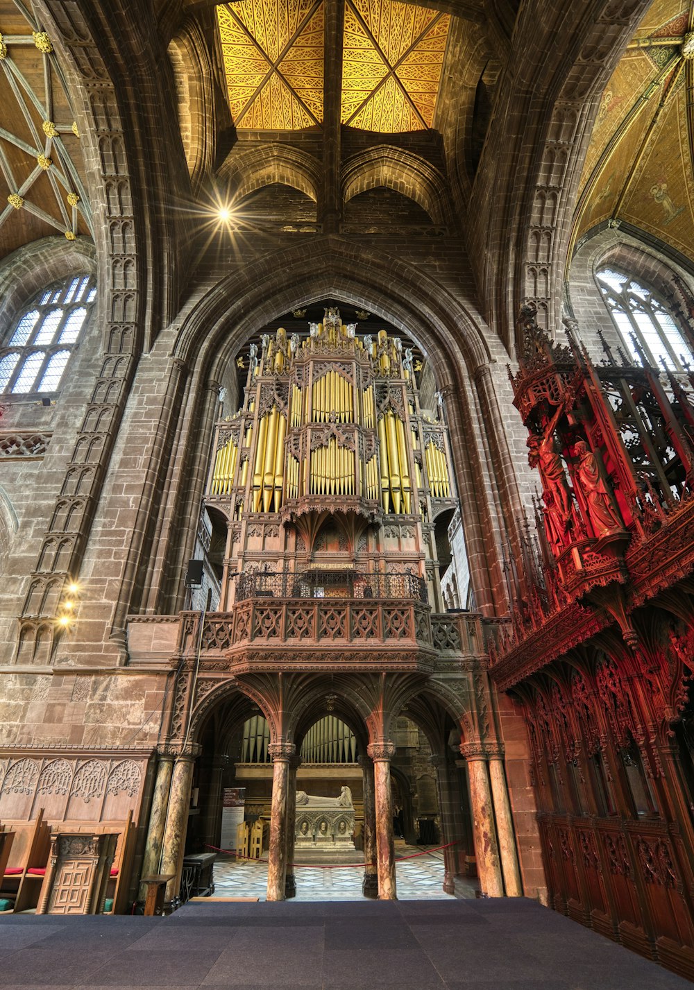 a large cathedral with a large pipe organ
