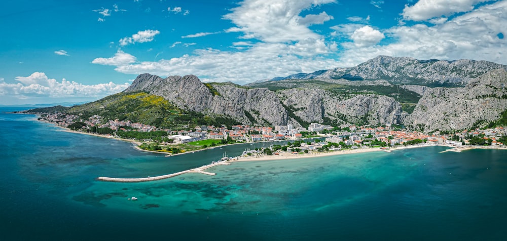 an aerial view of a small island in the middle of the ocean