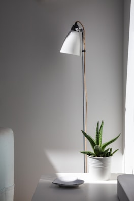 Sleek modern floor lamps casting ambient light in a minimalist living room.