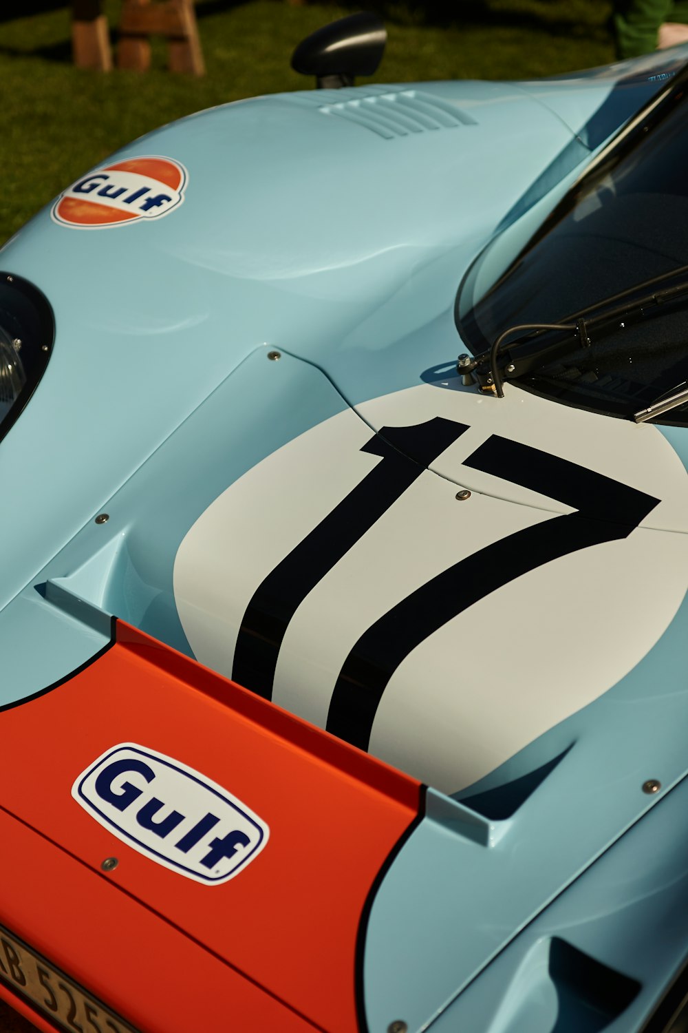 a close up of the front of a racing car