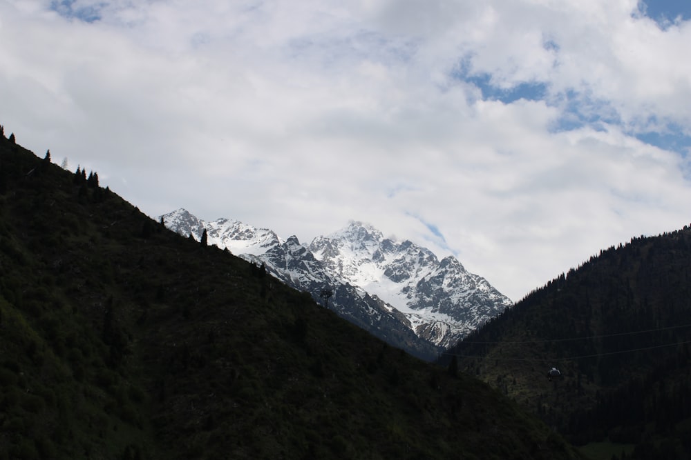 a view of a mountain range with clouds in the sky