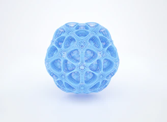 a blue object is shown on a white surface